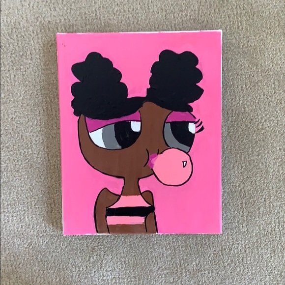 Painting of aesthetic powerpuff blowing bubble gum - Picture 1 of 3